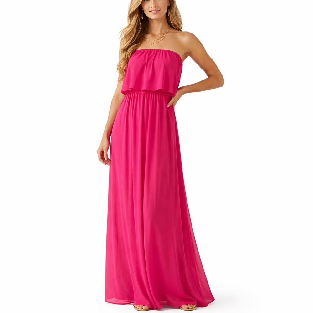 CHARMING CHARLIE Pink Strapless Maxi Dress Small